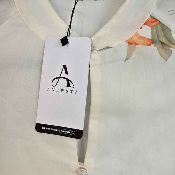 🆕️ *NWT* Anewsta Floral Maxi Dress Ivory Sheer Long Sleeve Party Cocktail M - Picture 7 of 16